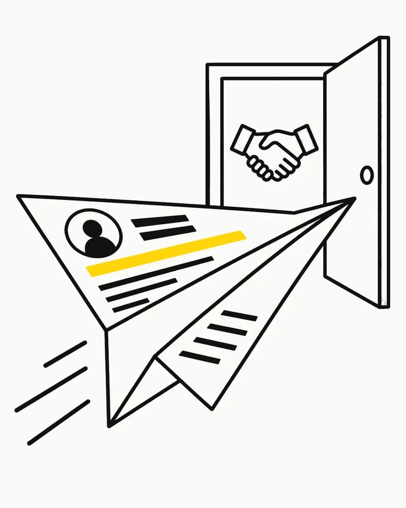 Illustration : un CV qui décolle vers un entretien
